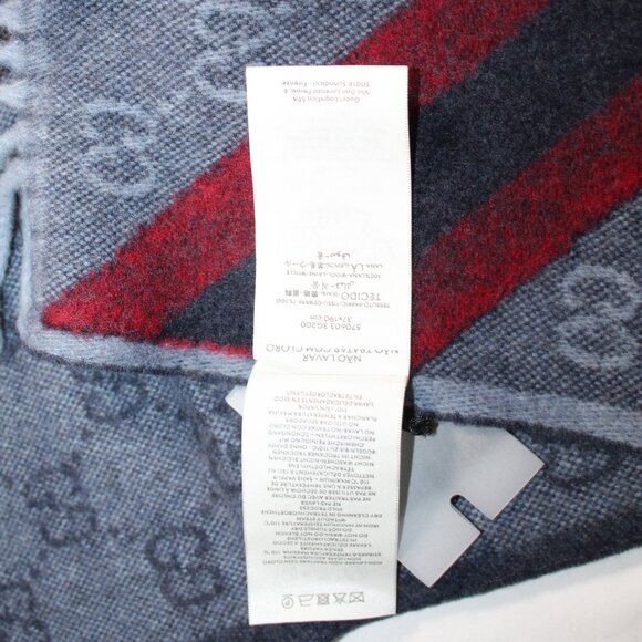 NWT GUCCI New Nikky Wool GG Monogram Web Stripe Scarf Tassel Gray Unisex - Picture 5 of 6